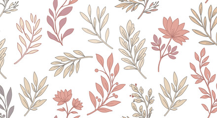 Floral Pattern Design in Soft Colors for Textiles and Crafts  