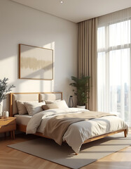 Modern Minimalist Living Room with Neutral Tones and Natural Light