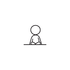 Simple stick figure sitting cross-legged vector illustration