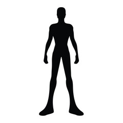 Full body silhouette of a figure standing with arms at their sides