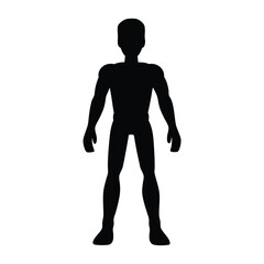 Black Silhouette of a Standing Human Figure with Muscular Physique