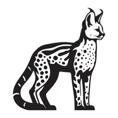 Flat-design serval silhouette vector perfect for modern web assets – serval silhouette – serval vector – serval illustration – silhouette of serval

