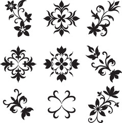 set of floral elements