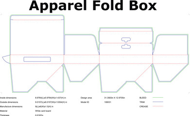 Apparel Fold Box Die Cut Template For Packaging Design And Manufacturing