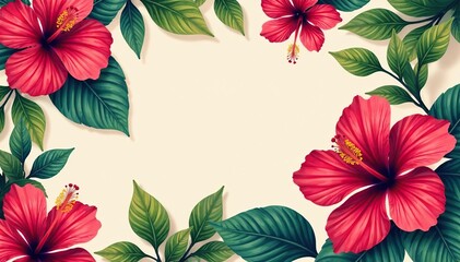 Fototapeta premium Bold hibiscus print, tropical vibes, bright colors , print, tropical, graphic