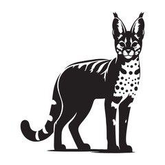 Streamlined serval silhouette vector designed for UX kits and dashboard visuals – serval silhouette – serval vector – serval illustration – silhouette of serval

