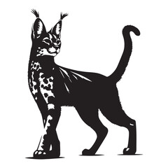 Functional serval silhouette vector tailored for clarity at small scales – serval silhouette – serval vector – serval illustration – silhouette of serval

