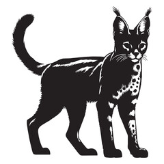 Refined serval silhouette vector with smooth curves for elegant packaging design – serval silhouette – serval vector – serval illustration – silhouette of serval

