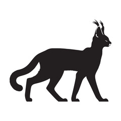 Precision-crafted serval silhouette vector optimized for scalable branding and logo design – serval silhouette – serval vector – serval illustration – silhouette of serval

