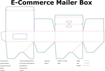 E Commerce Mailer Box Die Cut Template For Packaging Design And Manufacturing