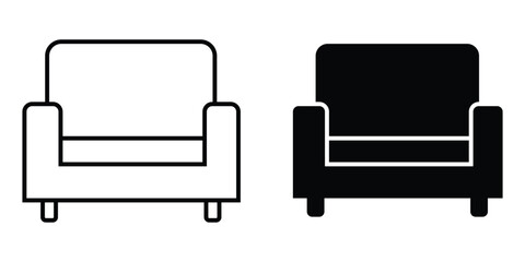 Soft line icon and silhouette icon vector on white background