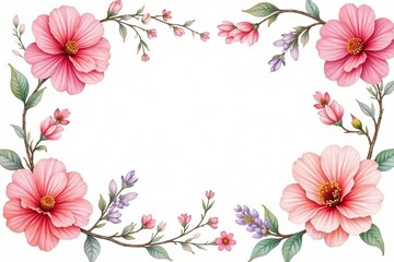 Fototapeta premium Delicate watercolor floral pattern on white background, pretty, watercolour