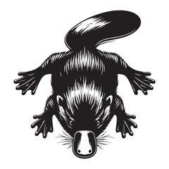 Layered platypus silhouette vector with editable outlines for advanced editing – platypus silhouette – platypus vector – platypus illustration – silhouette of platypus

