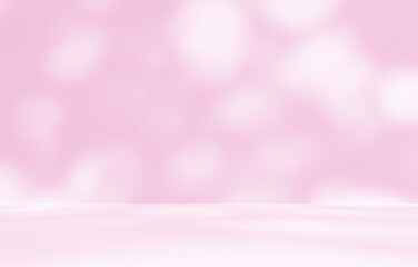 Empty pink colour room studio with sunlight effect shadow on the floor and wall for product presentation. Minimal backdrop design. Cosmetic, beauty and fashion showroom. Summer background mock up.