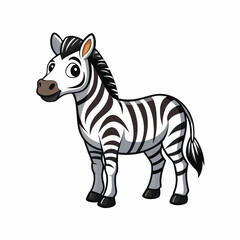 Happy Zebra: A cute and friendly zebra with black and white stripes smiles cheerfully, perfect for children's books, illustrations, and playful designs.  