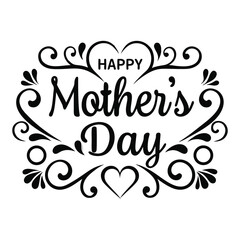 Elegant Decorative Happy Mother's Day Greeting in Black and White Design
