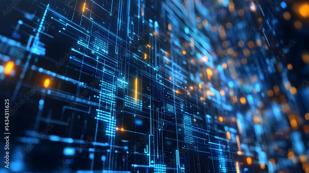 Aufkleber abstract digital network: a mesmerizing visualization of a complex digital network, showcasing intri