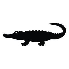 Obraz premium Silhouette of an alligator is shown against a plain white background