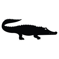 A full body silhouette of an alligator, animal vector art