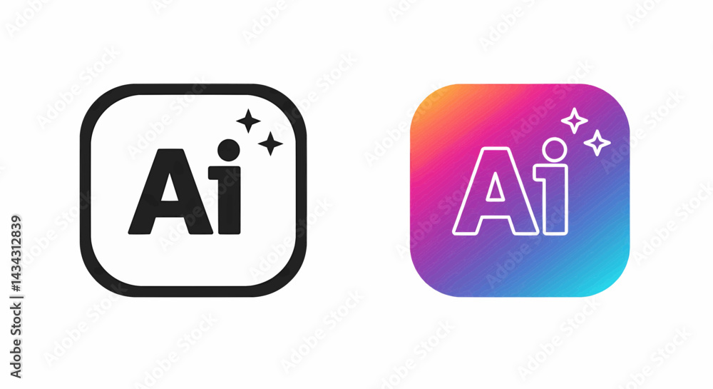 Poster a vector illustration on a transparent background displays two stylized icons. each icon is a circul
