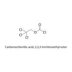 Carbonochloridic acid, 2,2,2-trichloroethyl ester skeletal structure. Acyl chloride ester compound schematic illustration. Simple diagram, chemical formula.