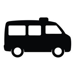 Side view of a black passenger van or camper with windows