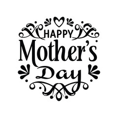 Elegant Decorative Happy Mother's Day Greeting in Black and White Design