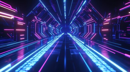 Futuristic Neon Tunnel Corridor