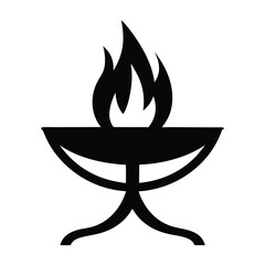 Stylized black and white image of an eternal flame in a bowl