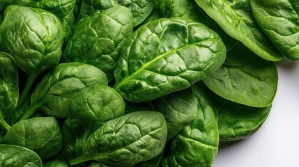Obraz premium Nutritional benefits of spinach displayed with vibrant leaves and health icons on a clean background