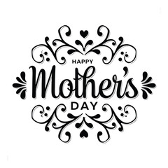 Elegant Decorative Happy Mother's Day Greeting in Black and White Design
