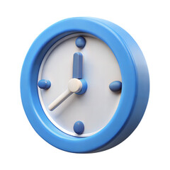 Blue Cartoon Wall Clock Isolated On White Background Showing Eight O Clock