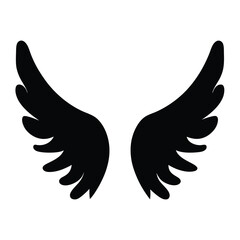 Elegant symmetrical dark angel or bird wings with simple feather design