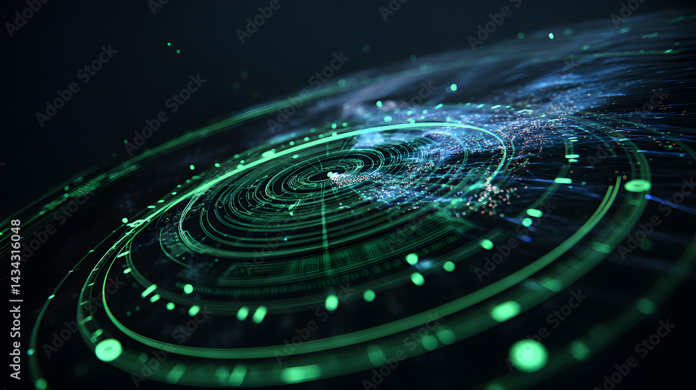 Aufkleber digital universe: a vibrant, abstract representation of the cosmos, featuring glowing lines and conc