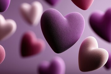 Obraz premium Celebrating love with a minimalistic design featuring floating hearts on a pastel purple backdrop for Valentine's Day