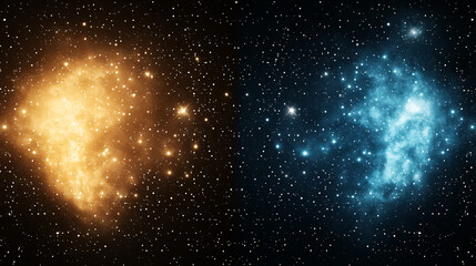 Fototapeta premium Golden and Blue Nebulae Space Cloud Cosmos Universe Stars Astrophysics Galaxy Exploration Celestial