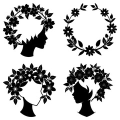 Naklejka premium Flower Crown silhouette vector