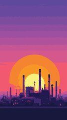 oil refinery at night