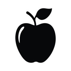 Simple and Clean Apple Silhouette Icon with Leaf and Stem Design