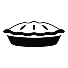 Black and white pie illustration with decorative crust and filling details