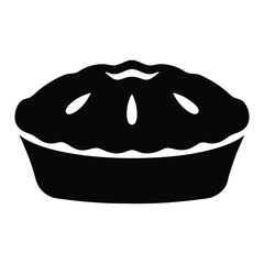 Black and white illustration of a whole pie with crust on top