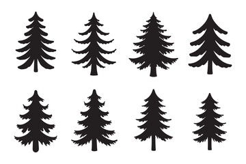 Fototapeta premium Simple Evergreen Tree Icons Set for Outdoor Themes