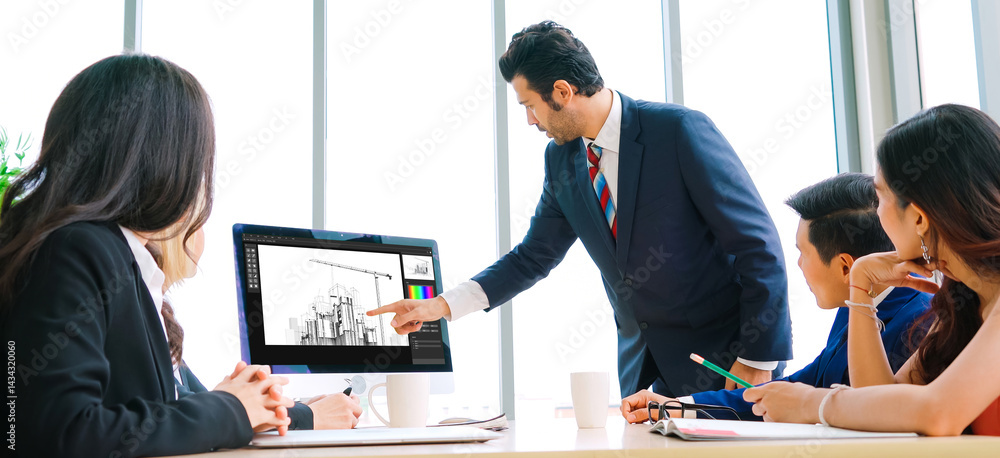 Poster architectural design modish software application for architect business and professional designer