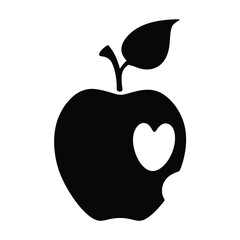A bitten apple with a heart core expresses love for healthy eating