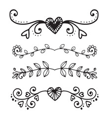 Set Hand drawn wedding album ornaments