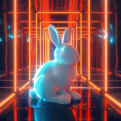 Neon rabbit digital art