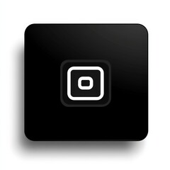 Obraz premium Sleek Black Button with Rounded Corners and White Icon, Modern Digital Interface Element for App or Website, Design Detail on White Background
