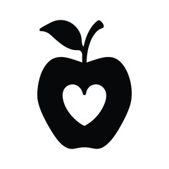 Love for Knowledge A Black Silhouette Apple Shape with Heart Cutout
