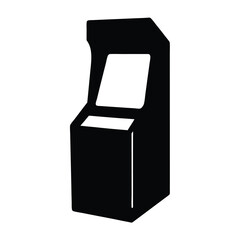 Simple black and white vector image of a vintage arcade machine