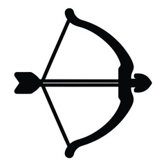 Stylized Black and White Illustration of a Bow and Arrow Ready to Fire